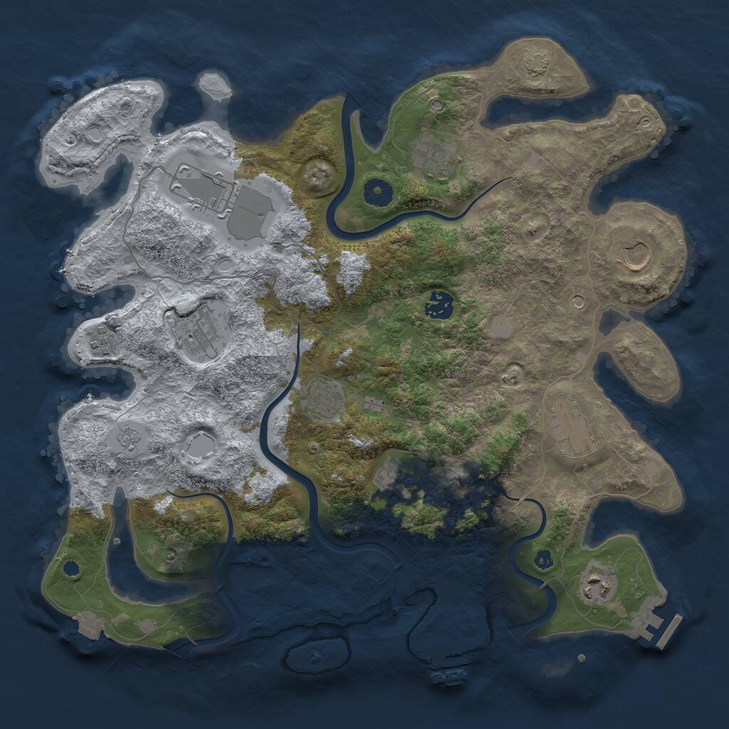 Rust Map: Procedural Map, Size: 3800, Seed: 69302818, 16 Monuments