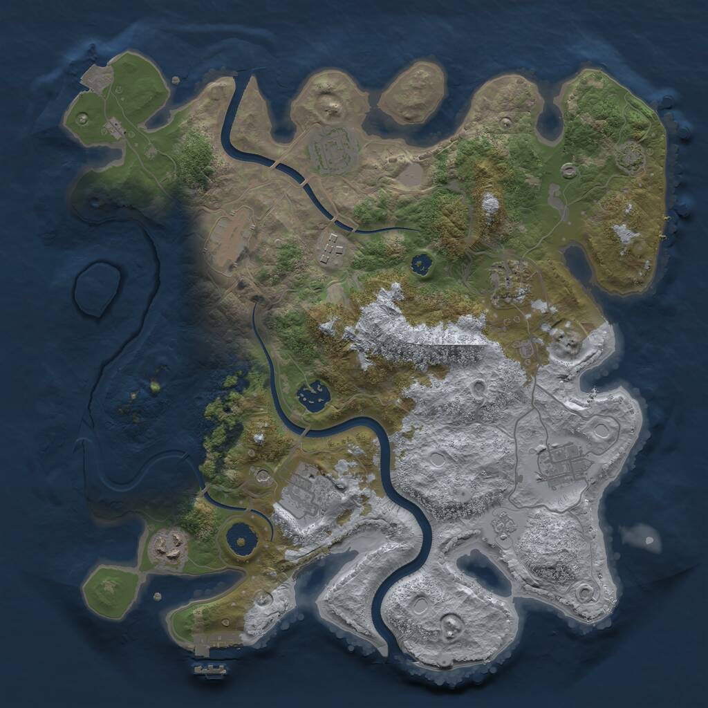 Rust Map: Procedural Map, Size: 3450, Seed: 18738808, 13 Monuments