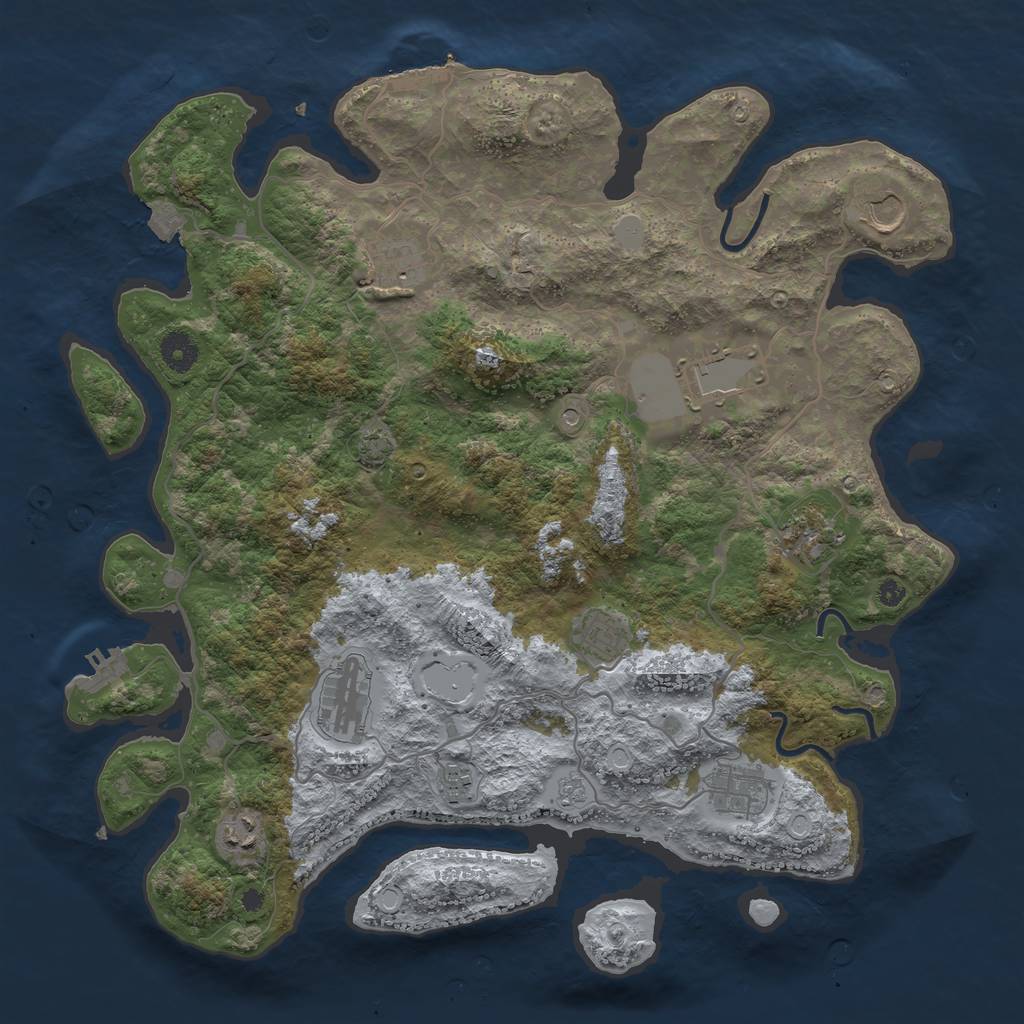 Rust Map: Procedural Map, Size: 4000, Seed: 48105909, 17 Monuments