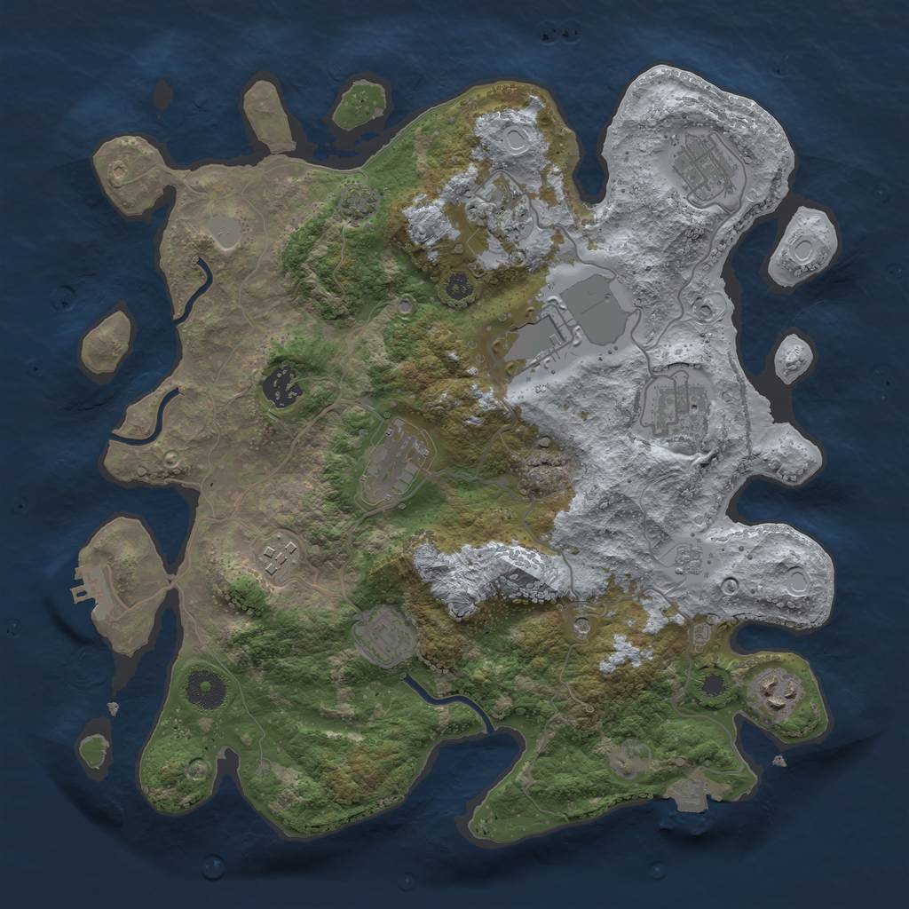 Rust Map: Procedural Map, Size: 3500, Seed: 1266743978, 16 Monuments