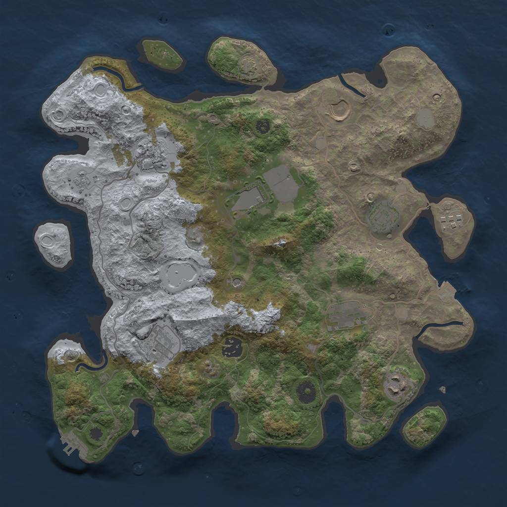 Rust Map: Procedural Map, Size: 3600, Seed: 28592040, 16 Monuments