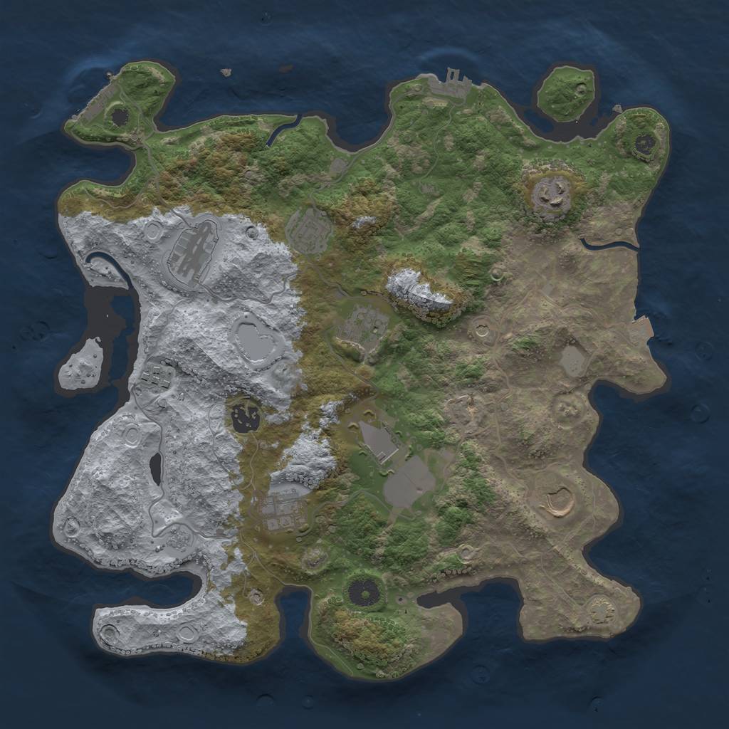 Rust Map: Procedural Map, Size: 3700, Seed: 46252127, 17 Monuments