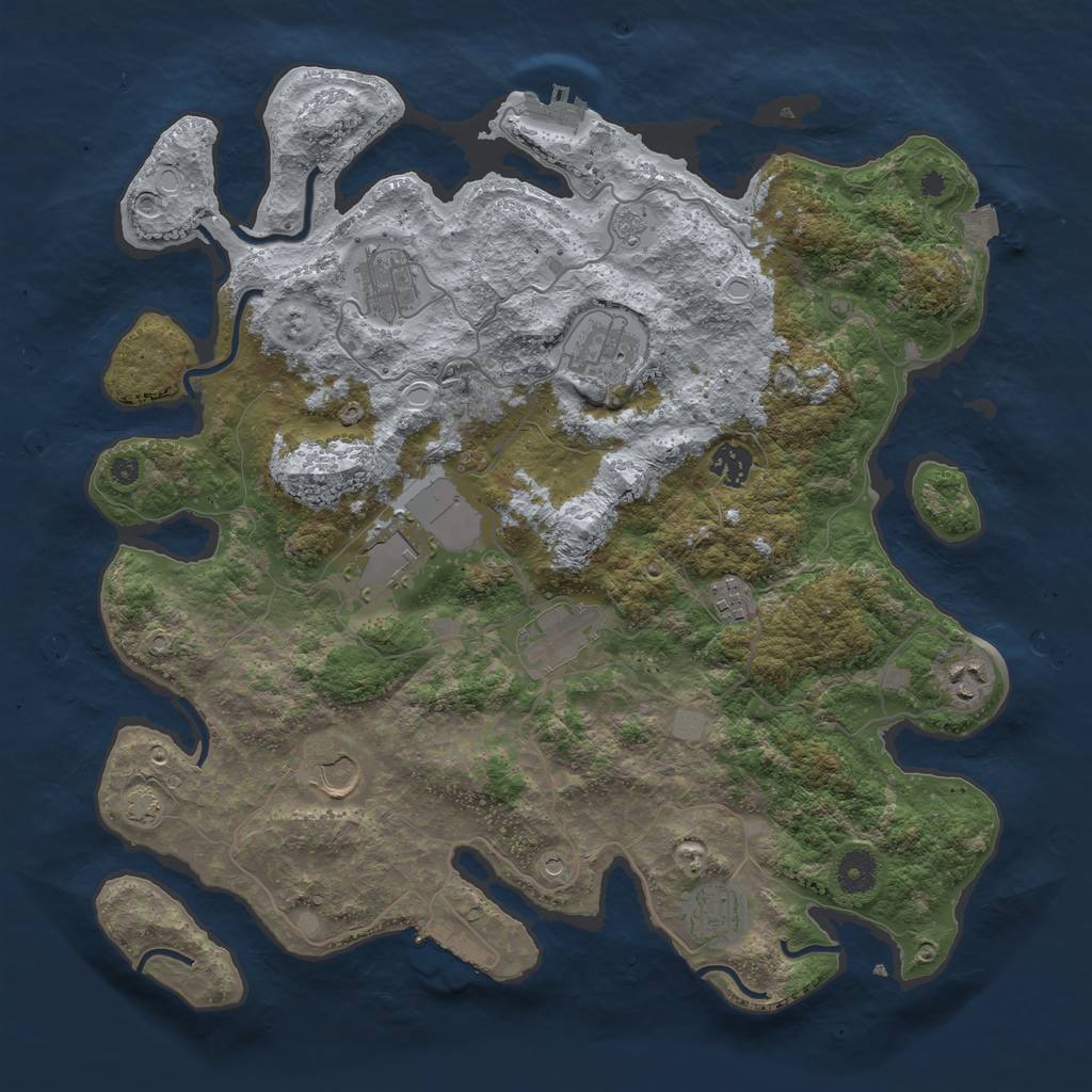 Rust Map: Procedural Map, Size: 3900, Seed: 70303265, 17 Monuments