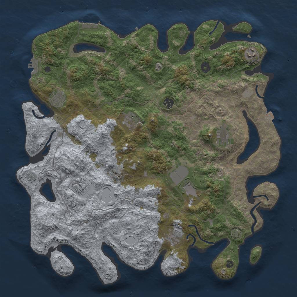 Rust Map: Procedural Map, Size: 4200, Seed: 705976605, 17 Monuments