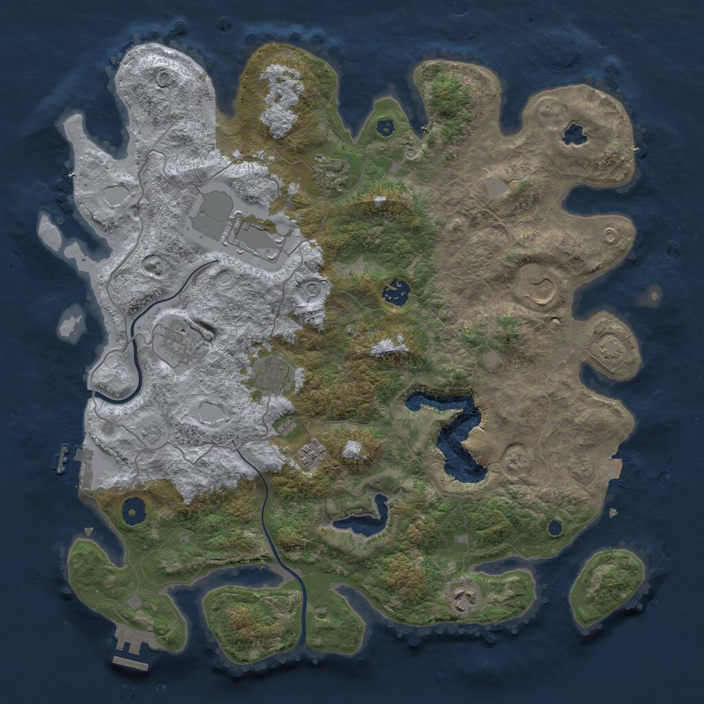 Rust Map: Procedural Map, Size: 4000, Seed: 40921, 14 Monuments