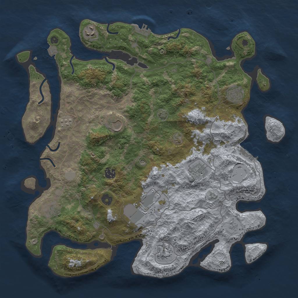 Rust Map: Procedural Map, Size: 4000, Seed: 1461458350, 17 Monuments