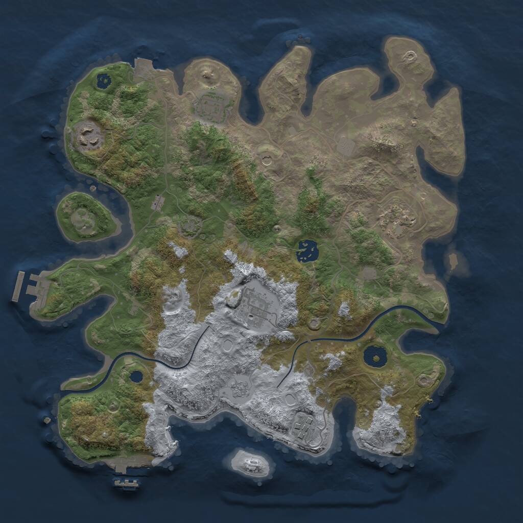 Rust Map: Procedural Map, Size: 3400, Seed: 39308524, 12 Monuments
