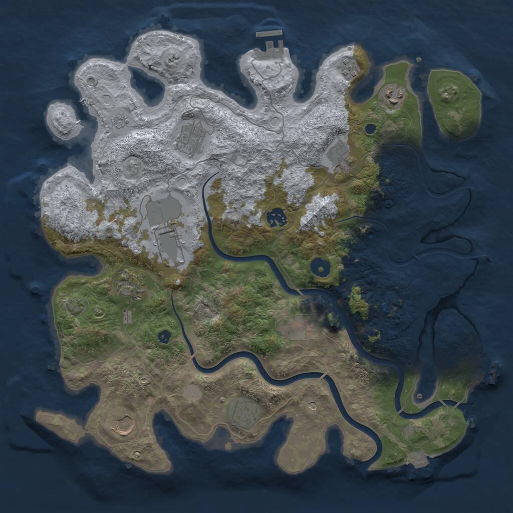 Rust Map: Procedural Map, Size: 3900, Seed: 89919550, 16 Monuments