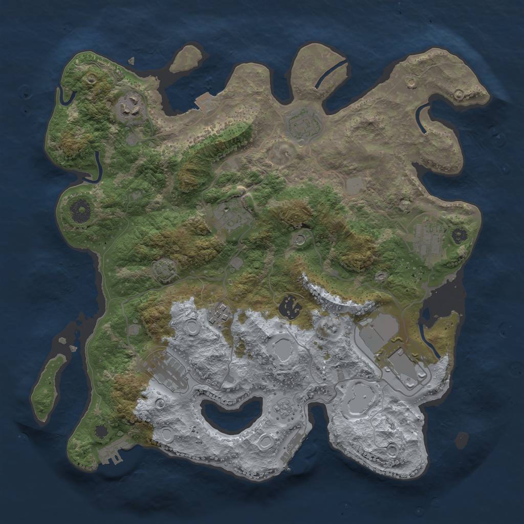 Rust Map: Procedural Map, Size: 3500, Seed: 2051477646, 16 Monuments