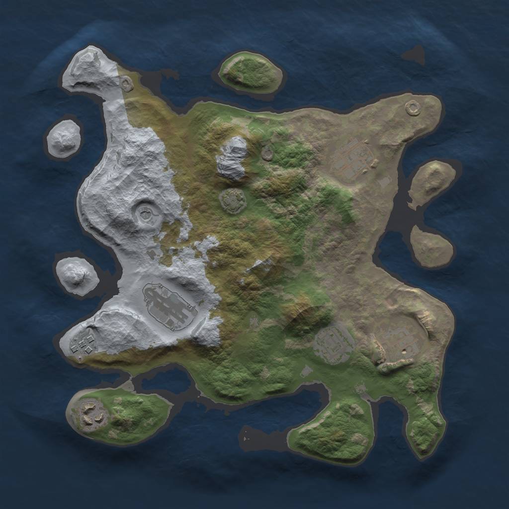 Rust Map: Barren, Size: 3000, Seed: 12345678, 10 Monuments