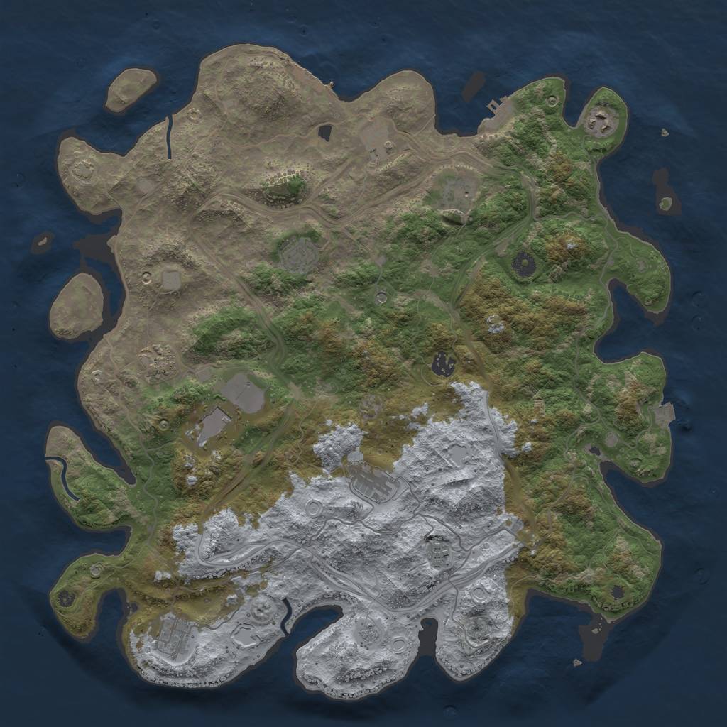 Rust Map: Procedural Map, Size: 4500, Seed: 88664534, 18 Monuments