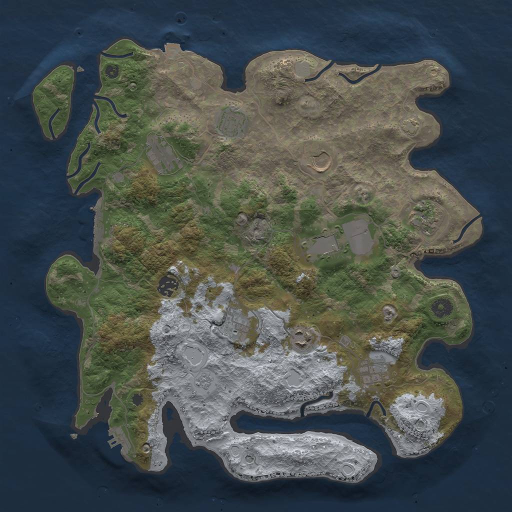 Rust Map: Procedural Map, Size: 3800, Seed: 20231009, 17 Monuments