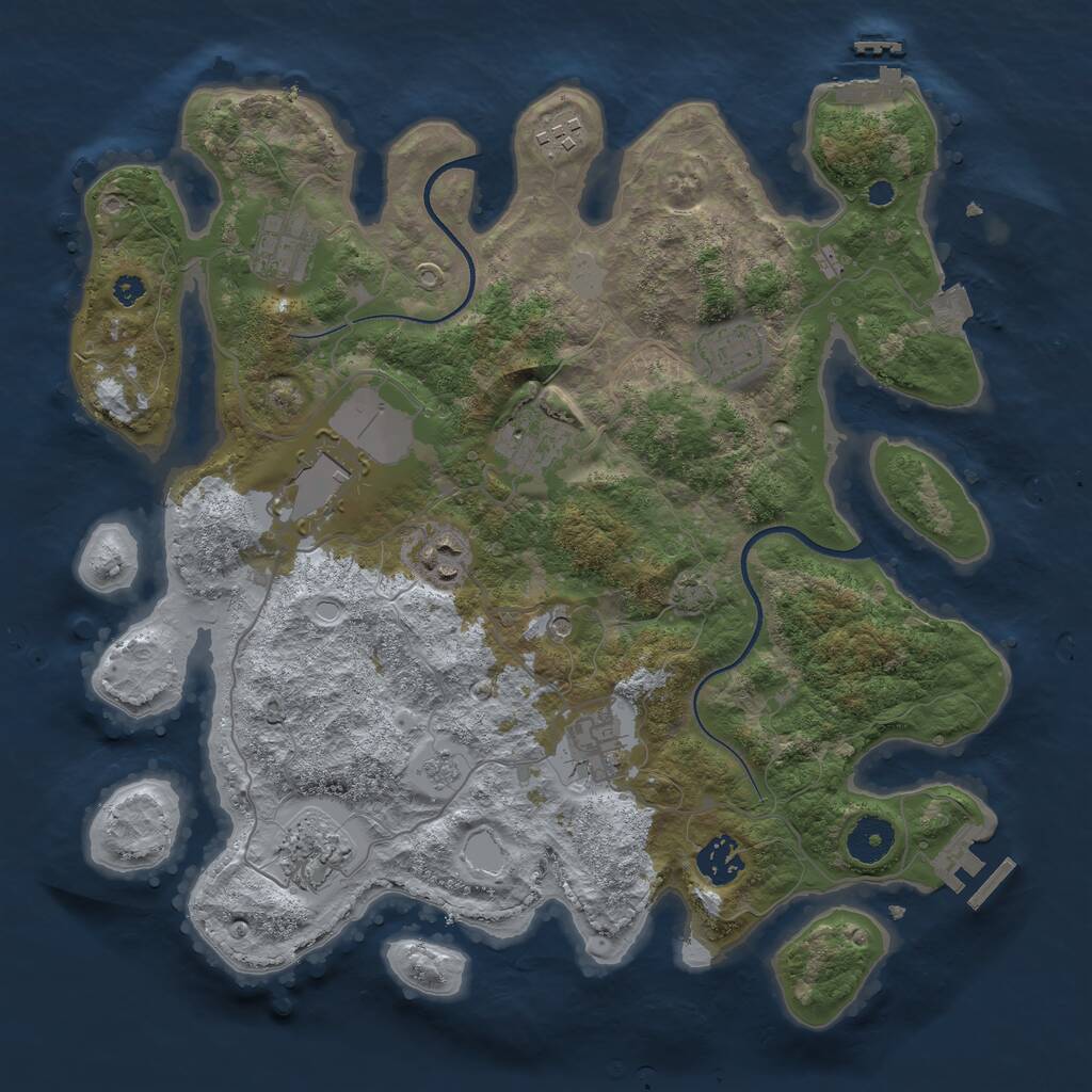Rust Map: Procedural Map, Size: 3550, Seed: 7834764, 15 Monuments