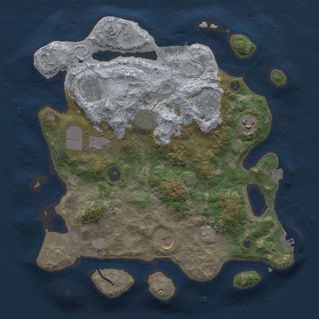 Rust Map: Procedural Map, Size: 3500, Seed: 224201210, 15 Monuments