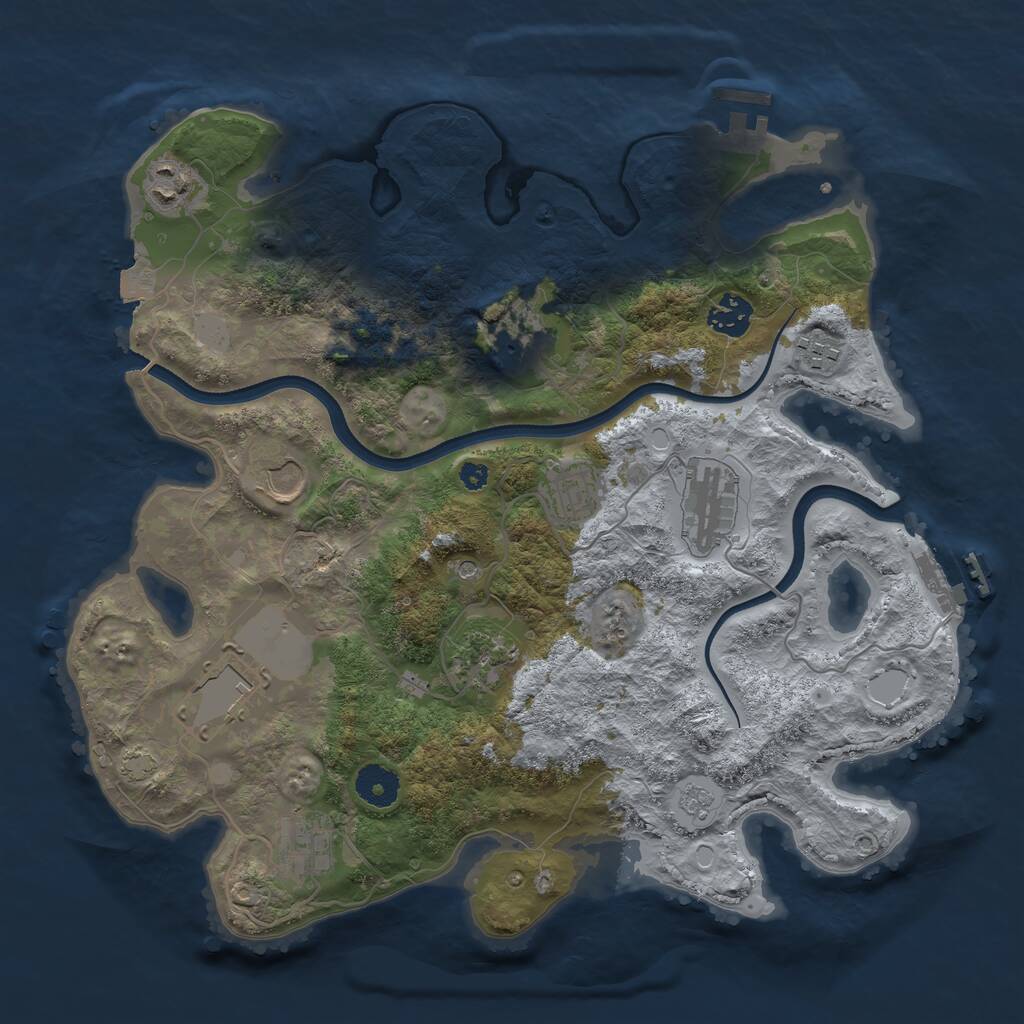 Rust Map: Procedural Map, Size: 3600, Seed: 50260527, 16 Monuments