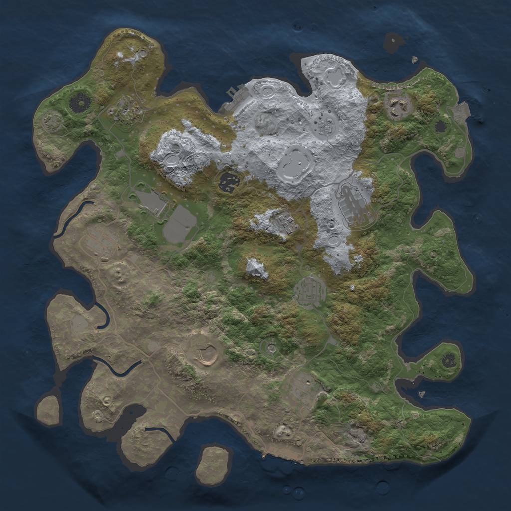 Rust Map: Procedural Map, Size: 3750, Seed: 82688050, 18 Monuments