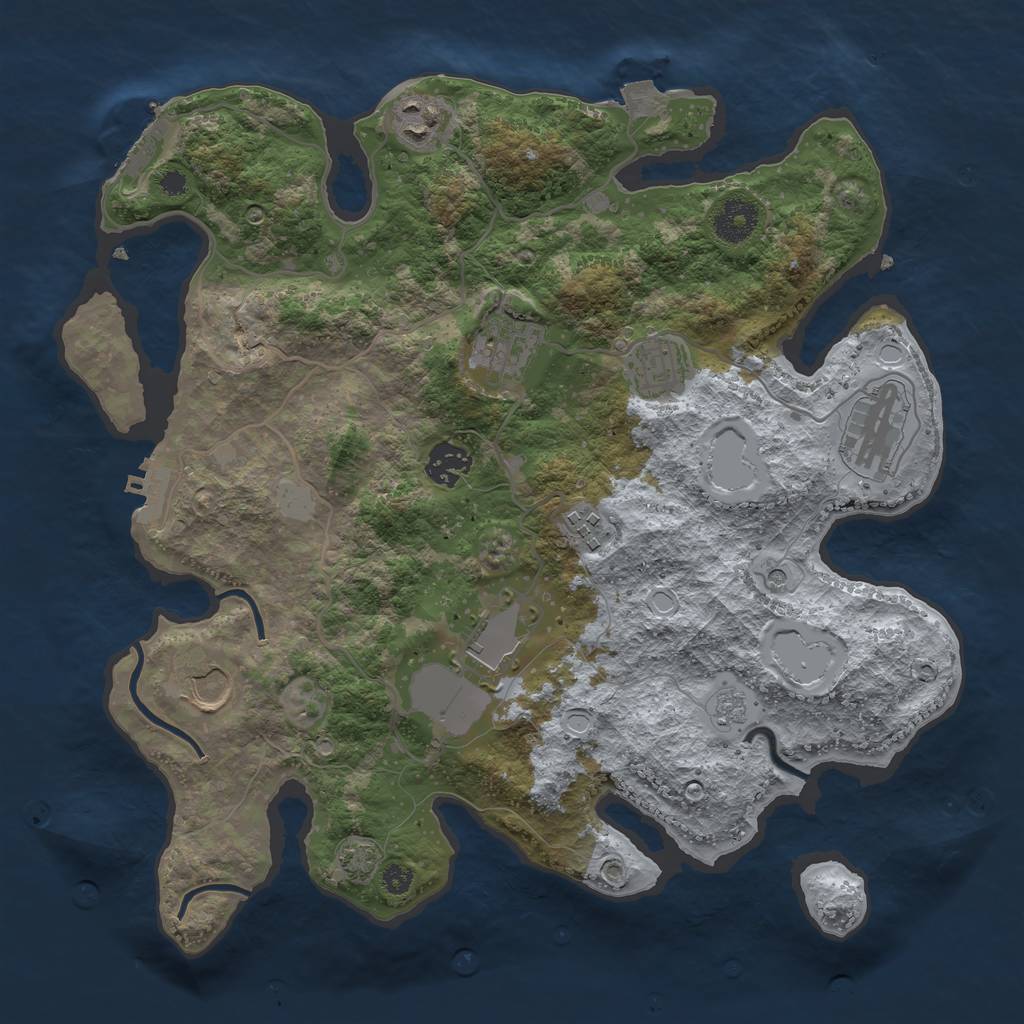 Rust Map: Procedural Map, Size: 3500, Seed: 98971695, 16 Monuments