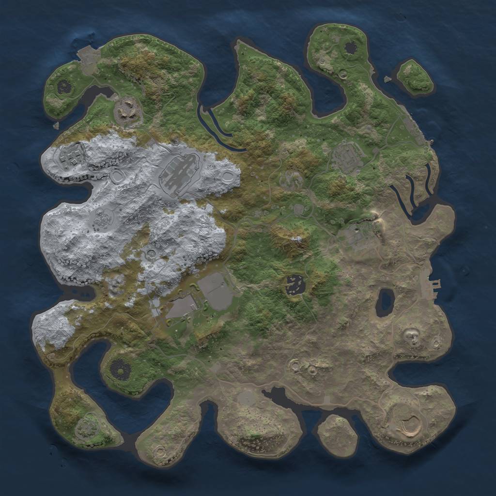 Rust Map: Procedural Map, Size: 3500, Seed: 234300045, 16 Monuments