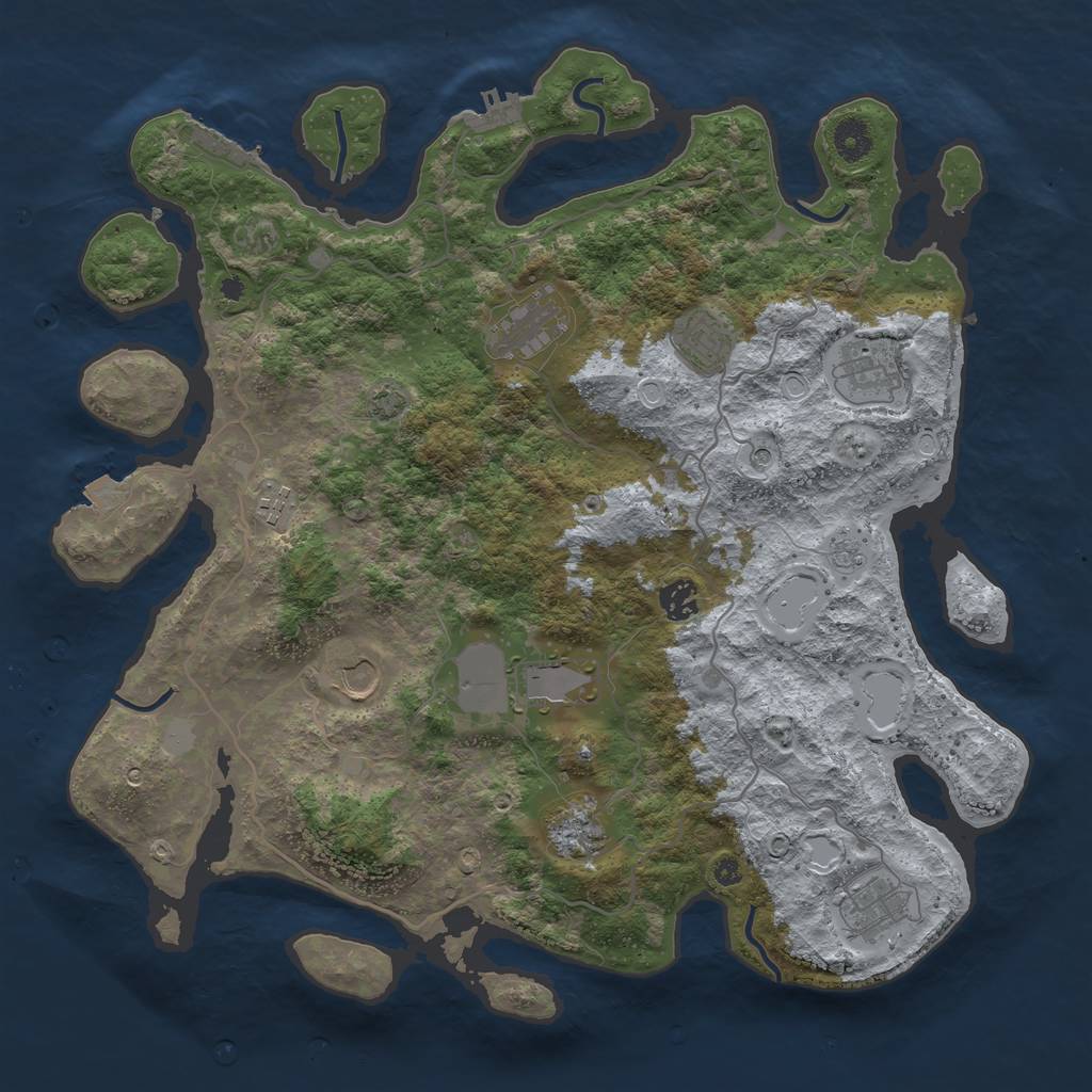 Rust Map: Procedural Map, Size: 4050, Seed: 1272843973, 17 Monuments