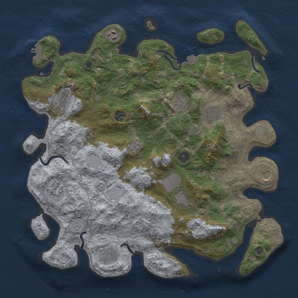 Rust Map: Procedural Map, Size: 4100, Seed: 26070203, 17 Monuments