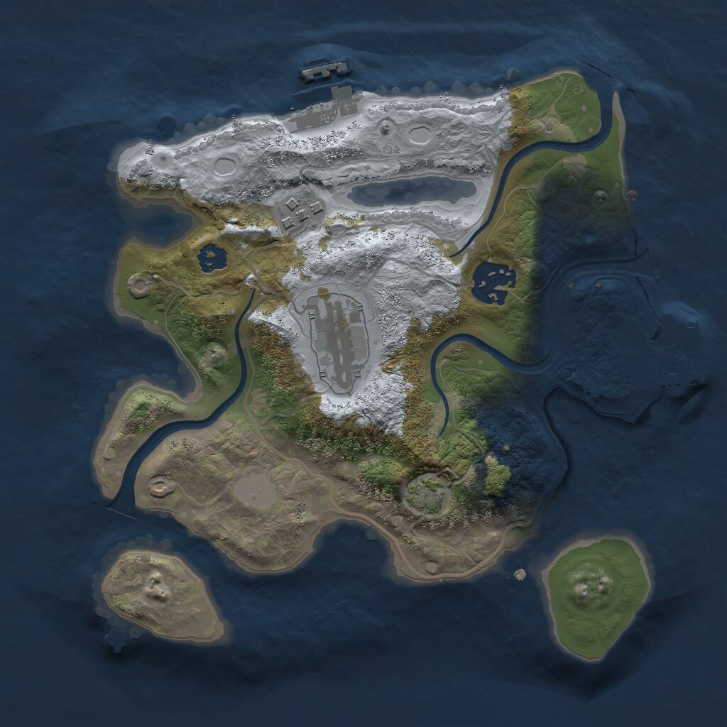 Rust Map: Procedural Map, Size: 2500, Seed: 368319132, 7 Monuments