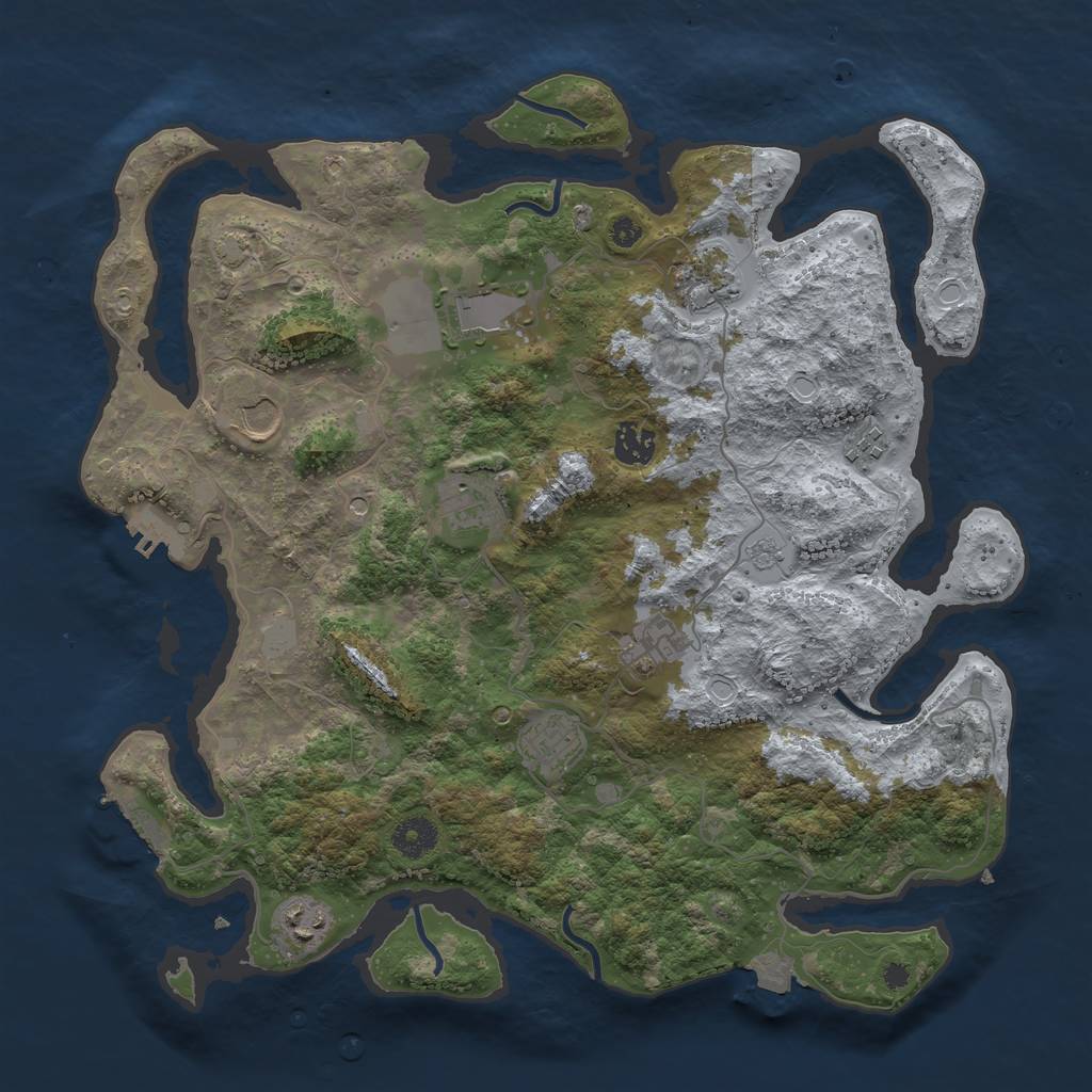 Rust Map: Procedural Map, Size: 3800, Seed: 97357318, 17 Monuments
