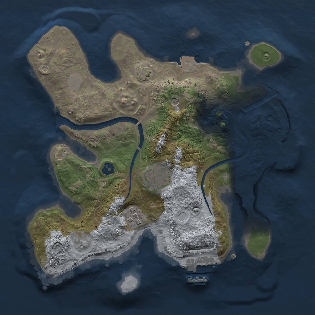 Rust Map: Procedural Map, Size: 2500, Seed: 1965336133, 7 Monuments