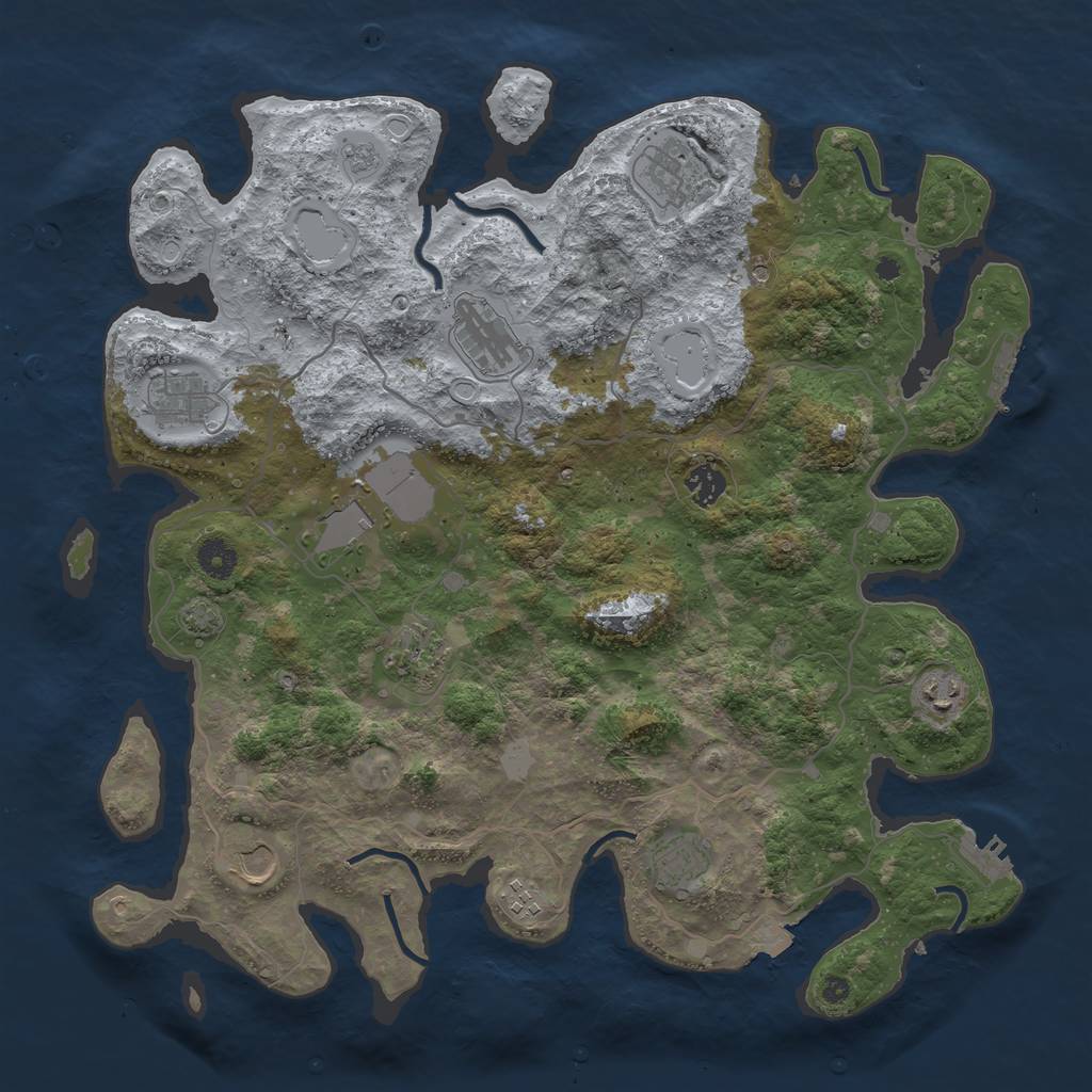 Rust Map: Procedural Map, Size: 4100, Seed: 72562335, 18 Monuments