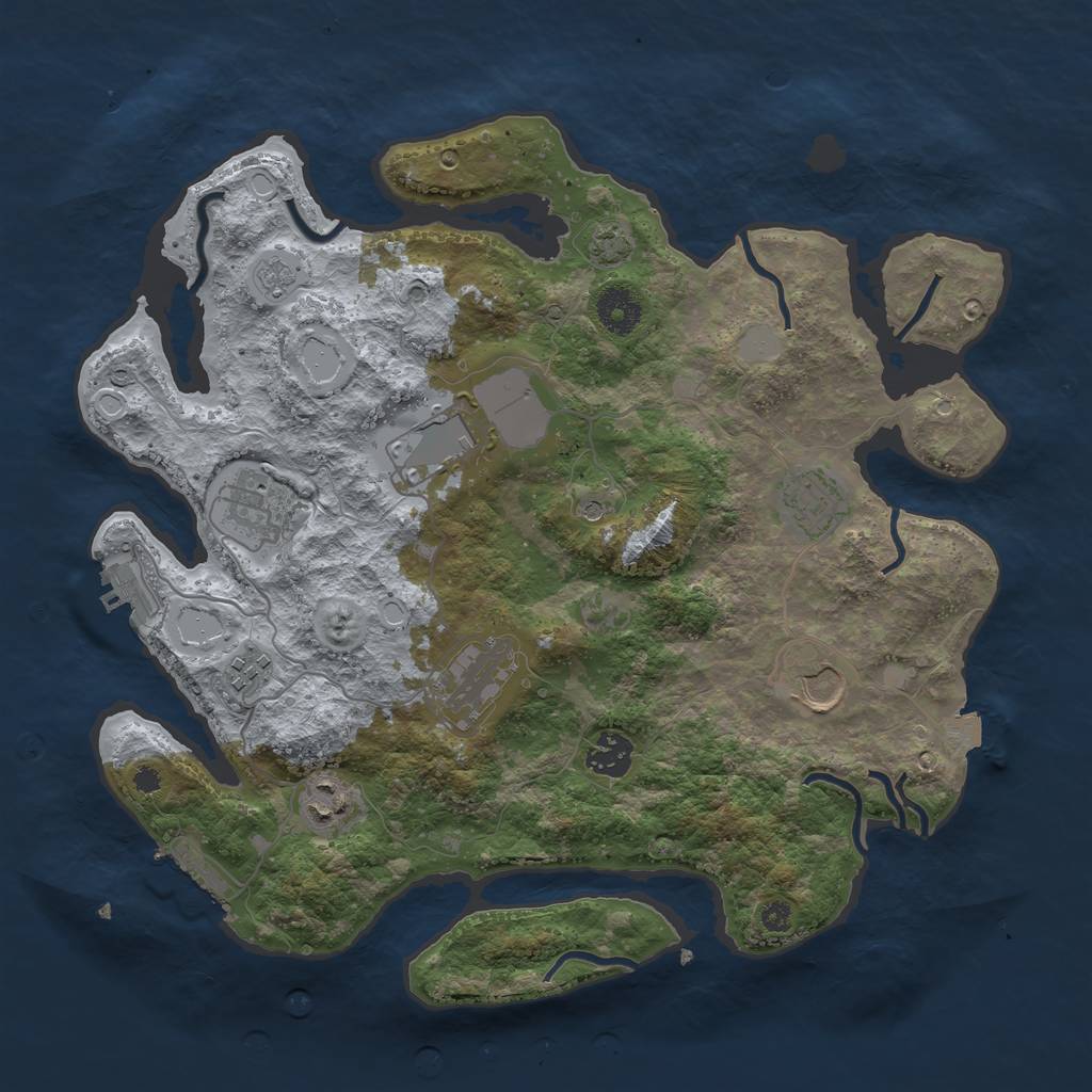 Rust Map: Procedural Map, Size: 3600, Seed: 91874359, 16 Monuments