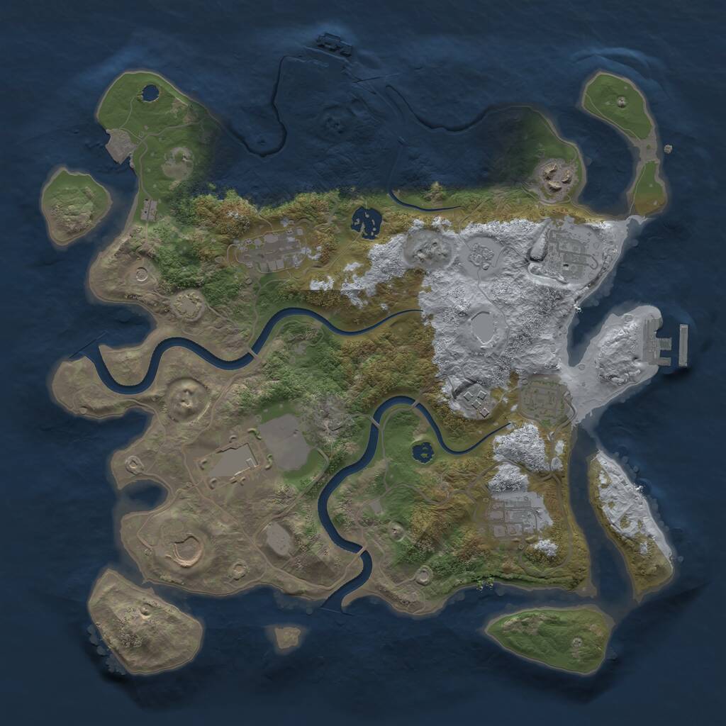 Rust Map: Procedural Map, Size: 3500, Seed: 128672312, 15 Monuments