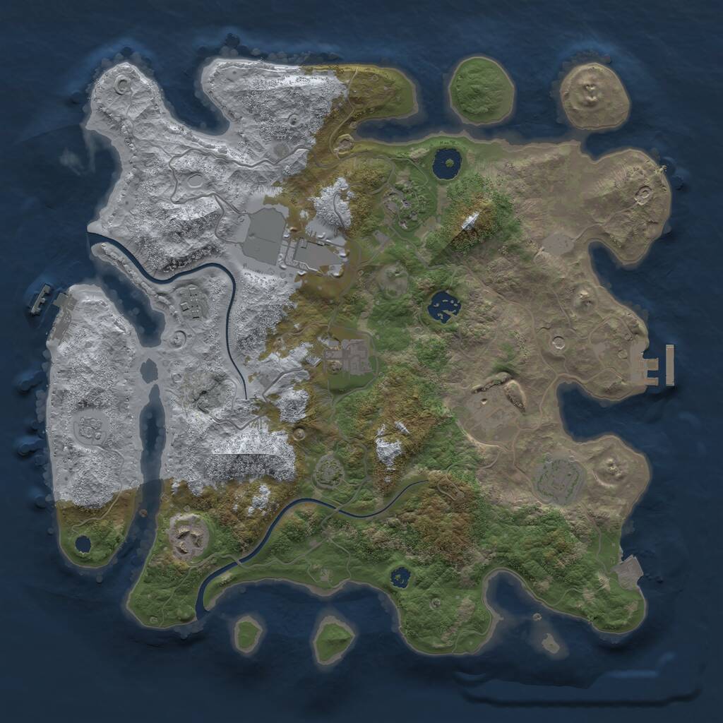 Rust Map: Procedural Map, Size: 3579, Seed: 135791, 14 Monuments