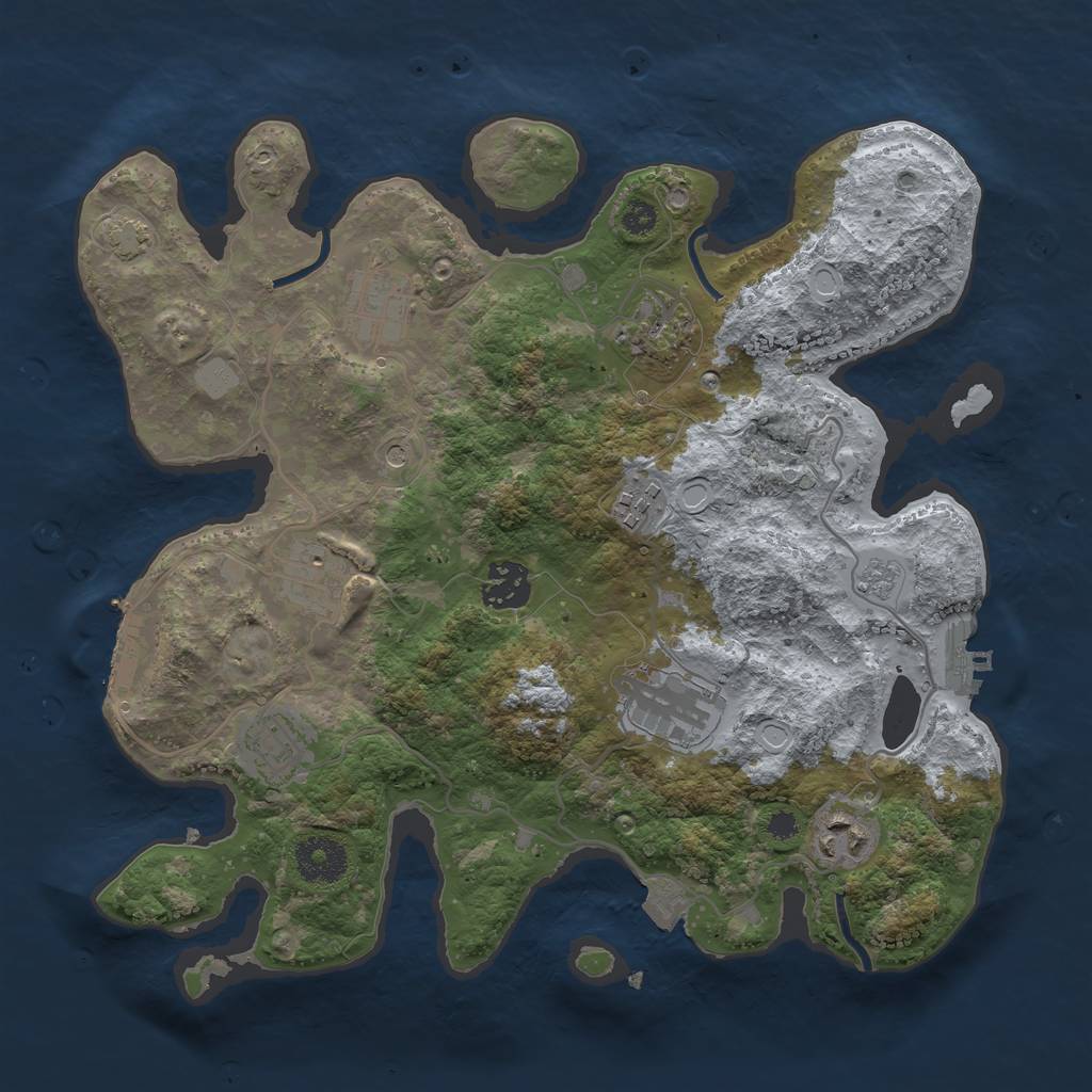 Rust Map: Procedural Map, Size: 3250, Seed: 1884408507, 16 Monuments