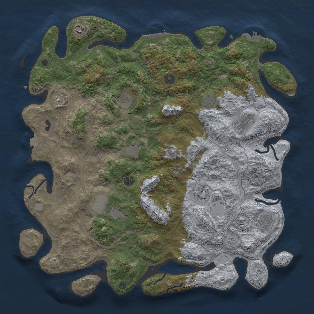 Rust Map: Procedural Map, Size: 4500, Seed: 52242244, 18 Monuments