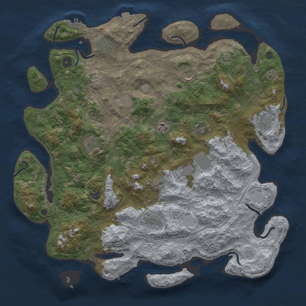 Rust Map: Procedural Map, Size: 4500, Seed: 231005, 19 Monuments