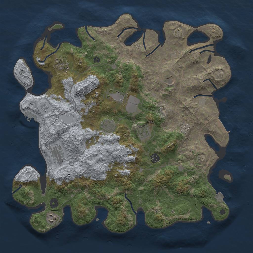 Rust Map: Procedural Map, Size: 4000, Seed: 371908880, 17 Monuments