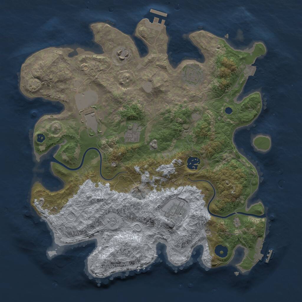 Rust Map: Procedural Map, Size: 3500, Seed: 1258169988, 12 Monuments