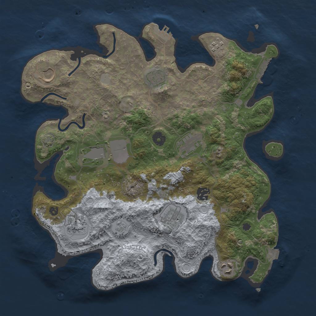 Rust Map: Procedural Map, Size: 3500, Seed: 1258169988, 16 Monuments