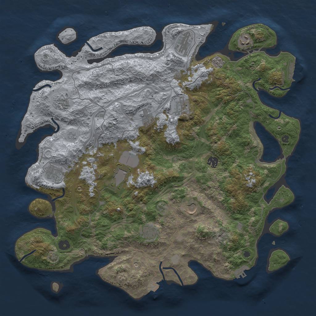 Rust Map: Procedural Map, Size: 4300, Seed: 2618350, 19 Monuments