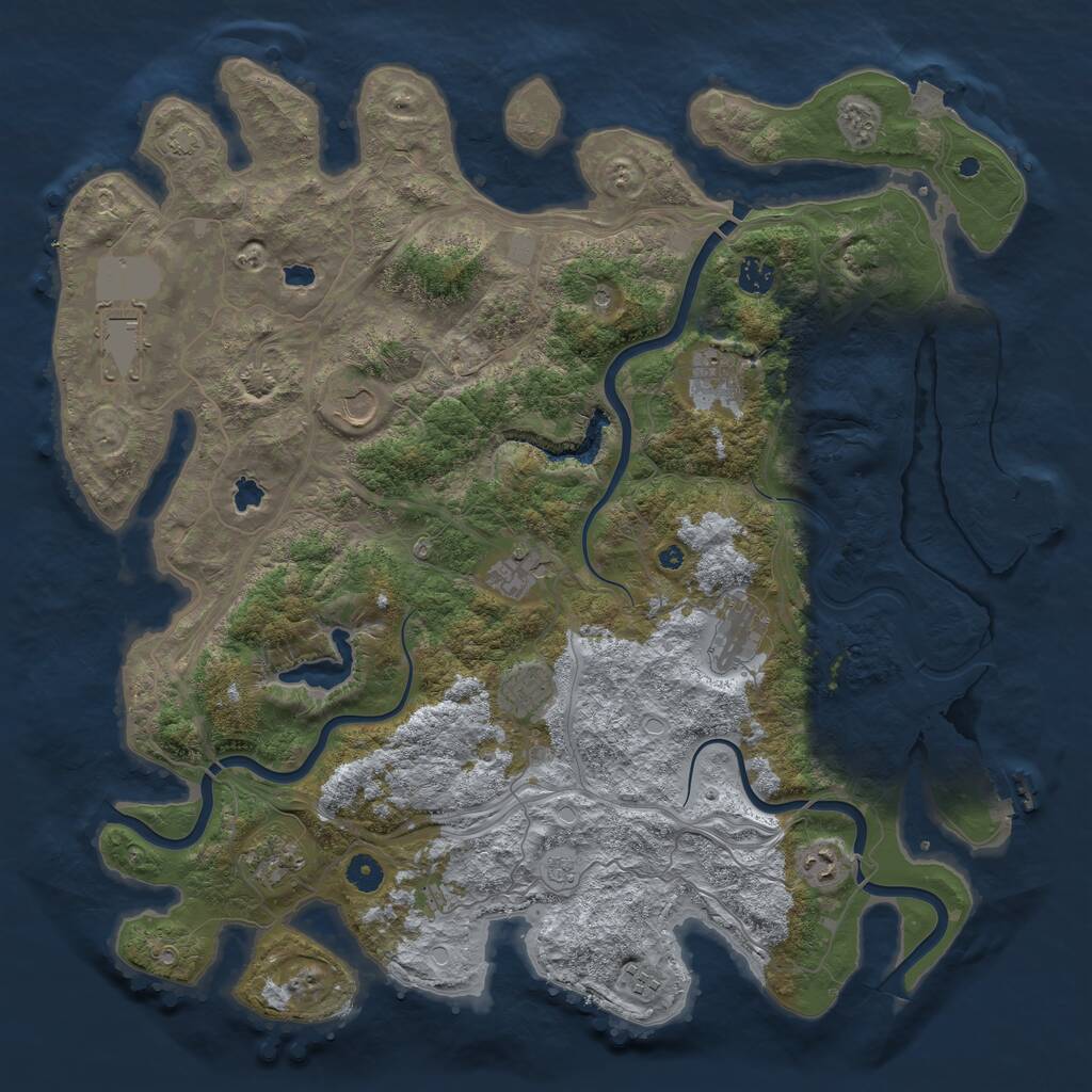 Rust Map: Procedural Map, Size: 4500, Seed: 1189621684, 16 Monuments