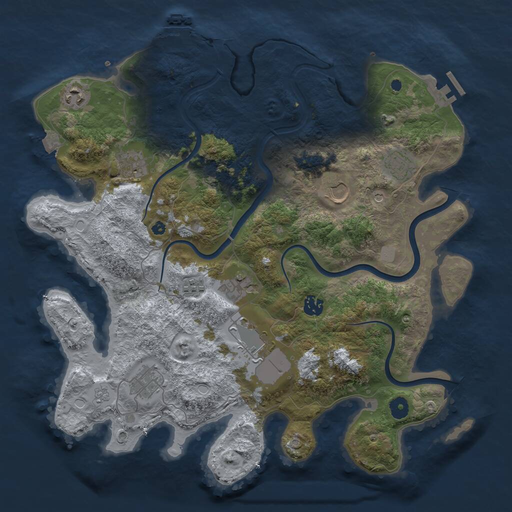 Rust Map: Procedural Map, Size: 3750, Seed: 1060199101, 15 Monuments