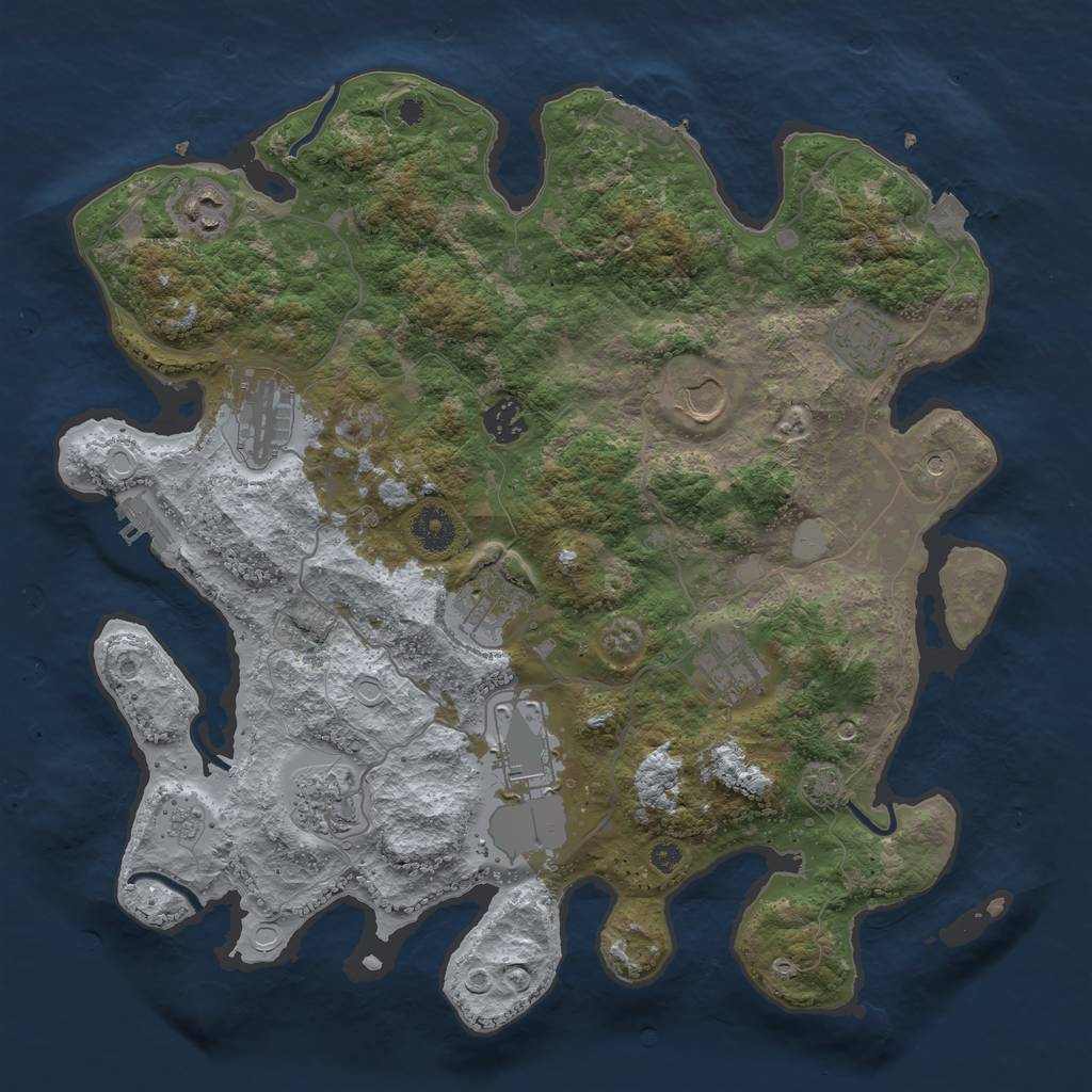 Rust Map: Procedural Map, Size: 3750, Seed: 1060199101, 17 Monuments