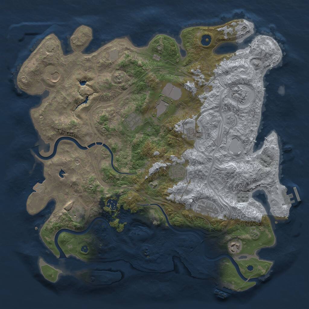 Rust Map: Procedural Map, Size: 4250, Seed: 991529753, 17 Monuments