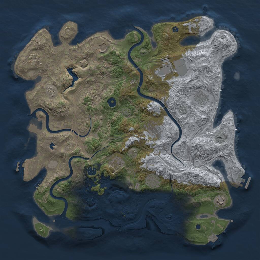 Rust Map: Procedural Map, Size: 4250, Seed: 991529753, 16 Monuments