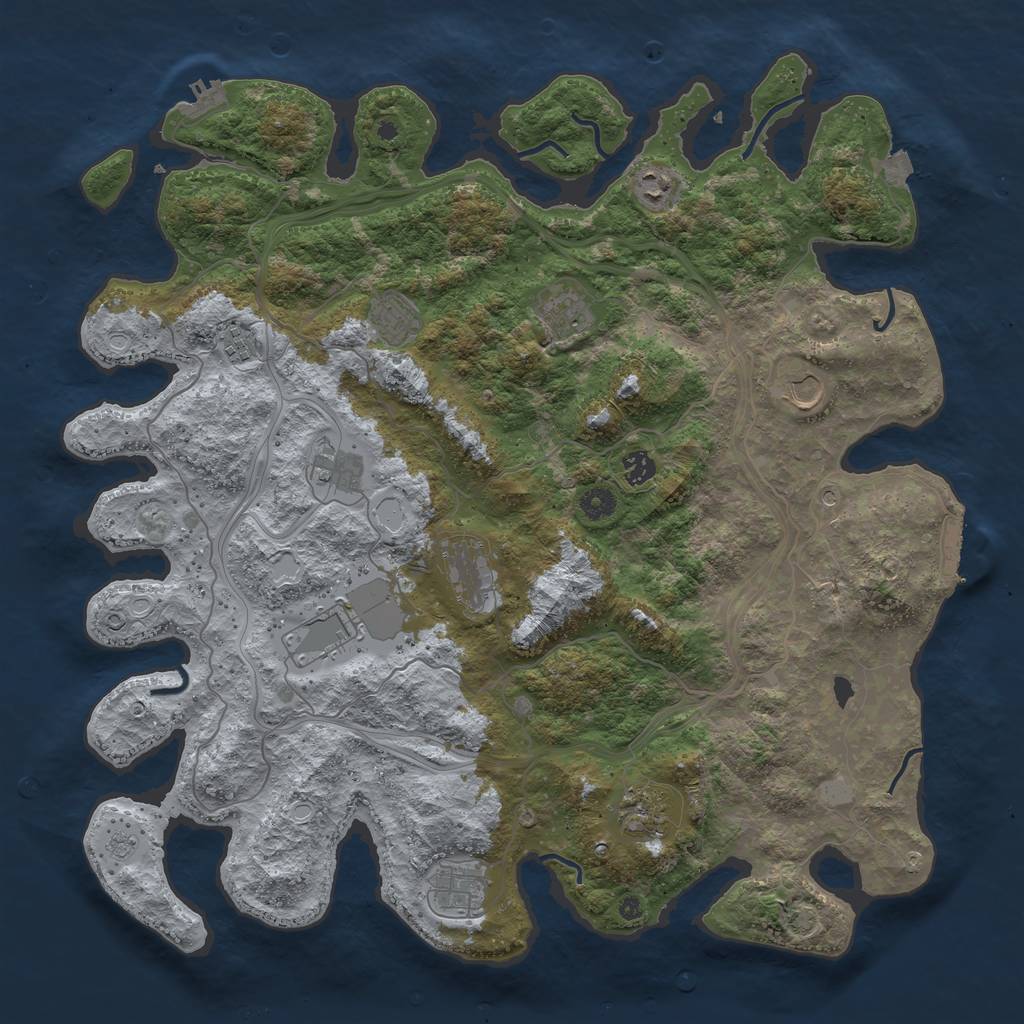 Rust Map: Procedural Map, Size: 4500, Seed: 203982781, 19 Monuments