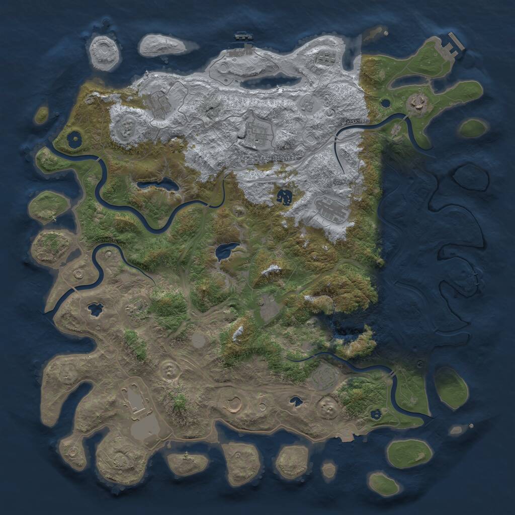 Rust Map: Procedural Map, Size: 4800, Seed: 591274636, 17 Monuments
