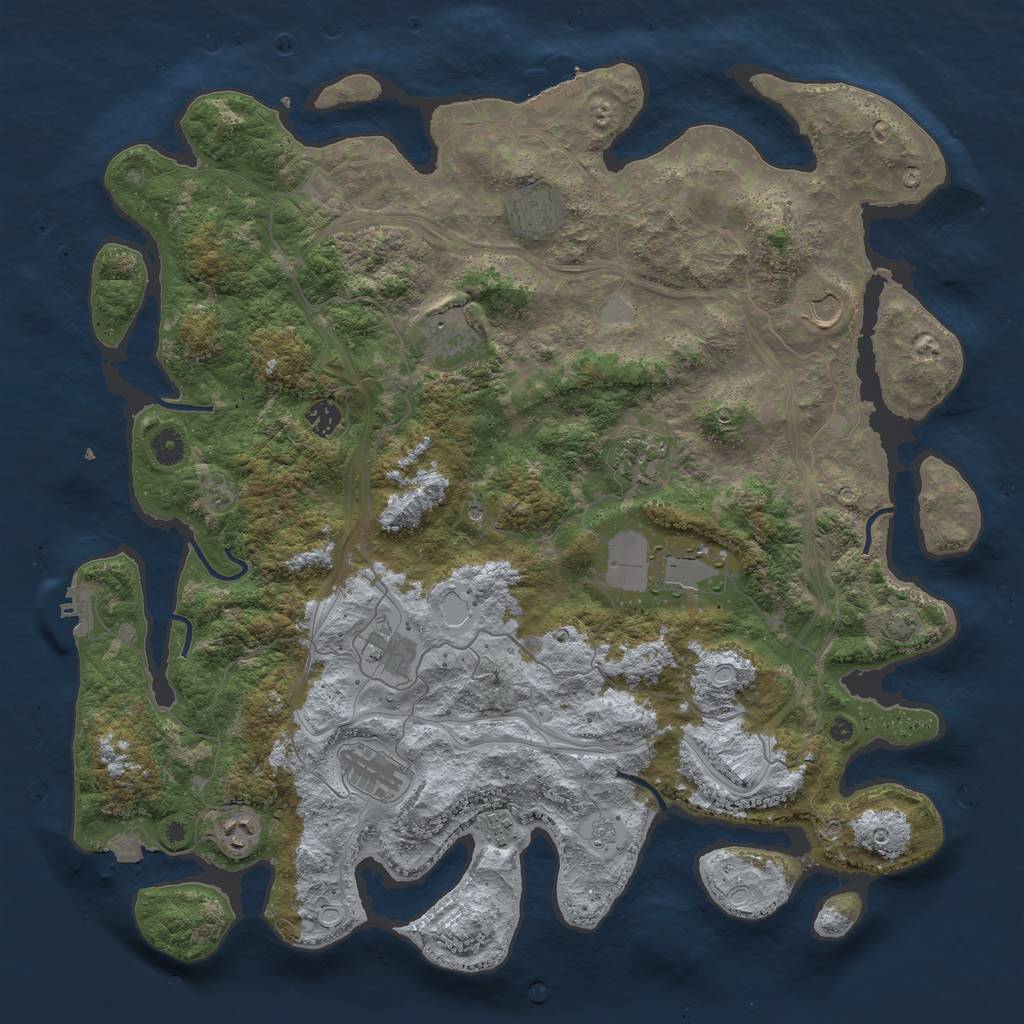 Rust Map: Procedural Map, Size: 4500, Seed: 1999215851, 18 Monuments