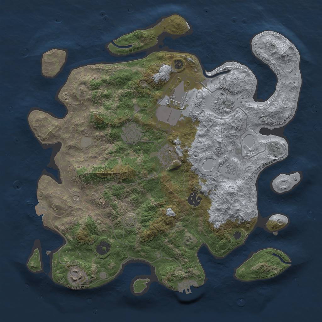 Rust Map: Procedural Map, Size: 3500, Seed: 421658495, 14 Monuments