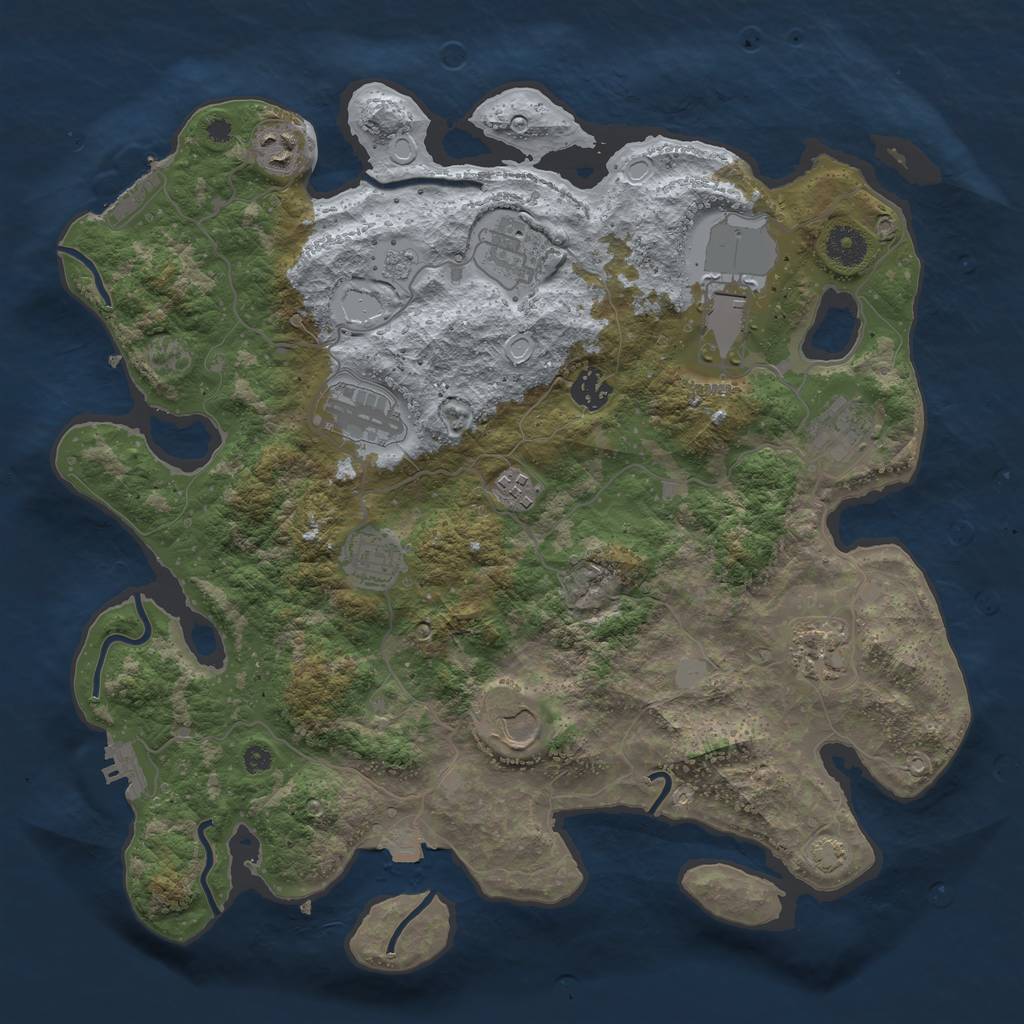 Rust Map: Procedural Map, Size: 3800, Seed: 172717371, 17 Monuments