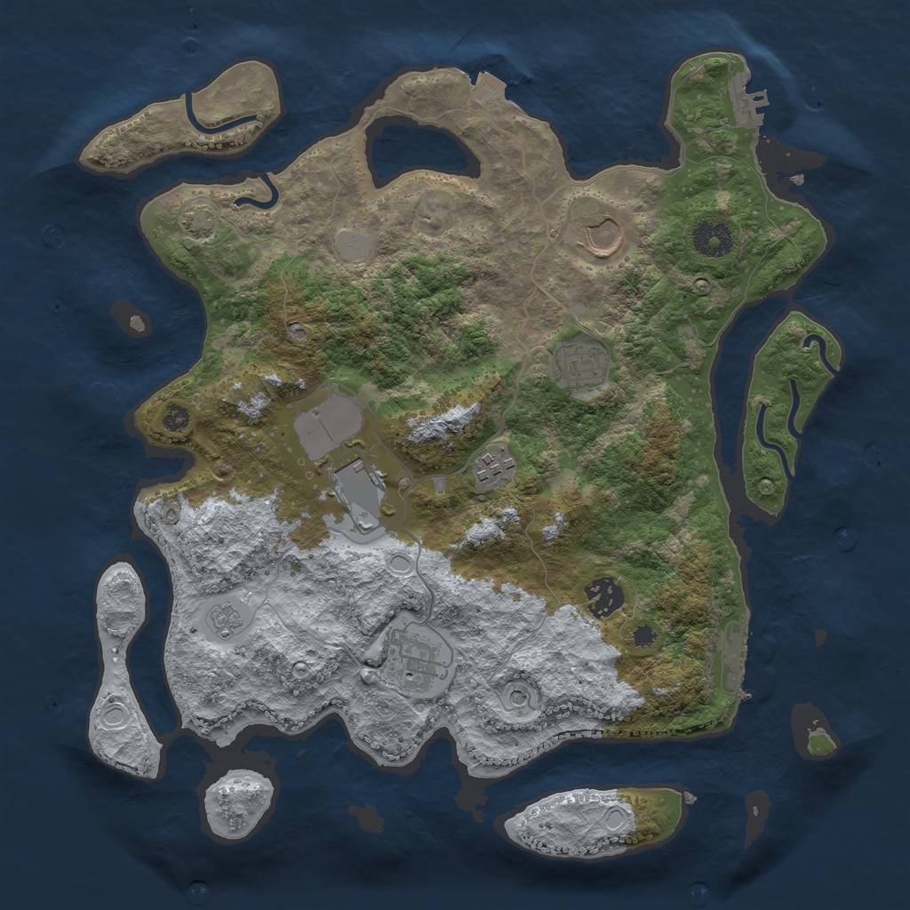 Rust Map: Procedural Map, Size: 3500, Seed: 2137895983, 14 Monuments