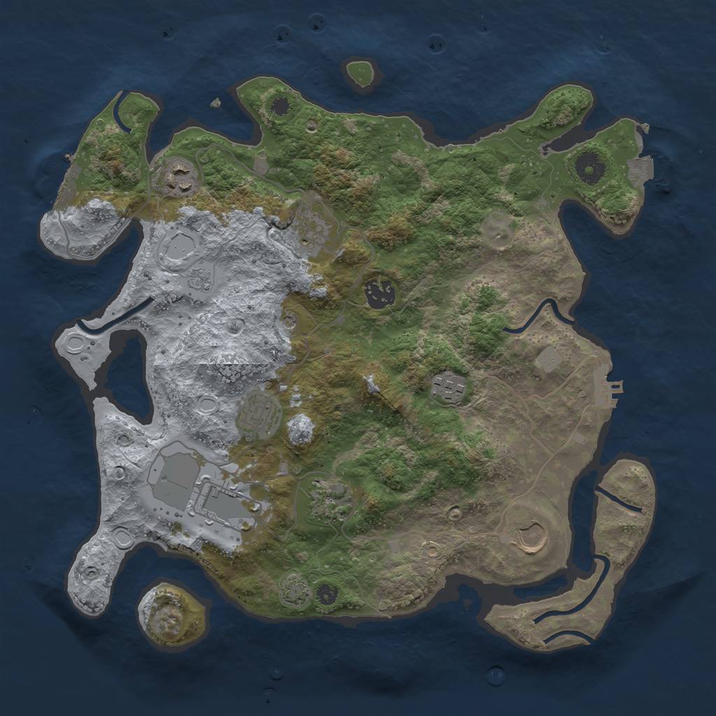Rust Map: Procedural Map, Size: 3500, Seed: 90081869, 16 Monuments